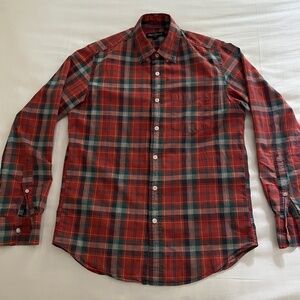 J. Crew red plaid button-up shirt men’s small